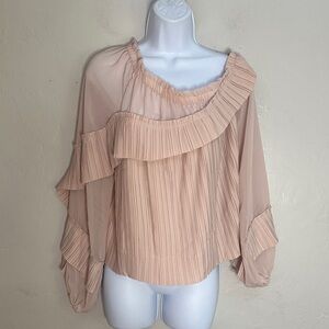 Ramy Brook Pleated Ruffle Blouse in Blush